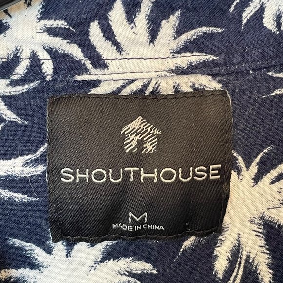 Southhouse Mens Size M Hawaiian Shirt Blue White Palm Tree Rayon Tropical Summer - Picture 4 of 9